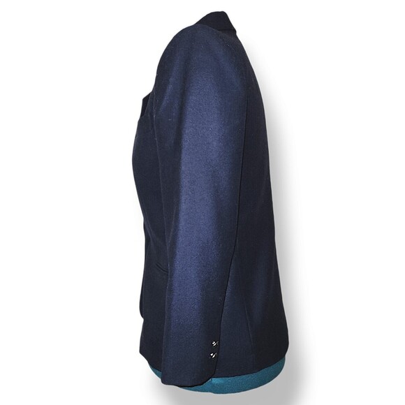 Vintage Giorgio Sant Angelo Size 6 Dark Academ 100% Wool Blazer Jacket Navy Blue - Picture 2 of 7